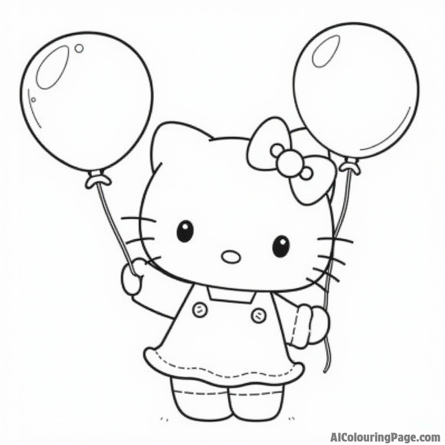 Hello Kitty holding a balloon