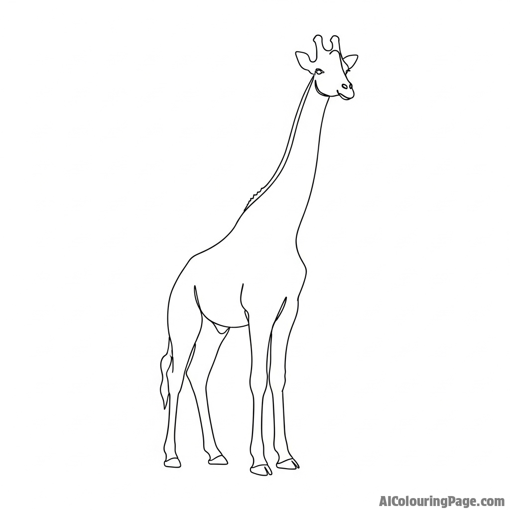 A minimalist, single-line drawing of a giraffe's iconic silhouette.