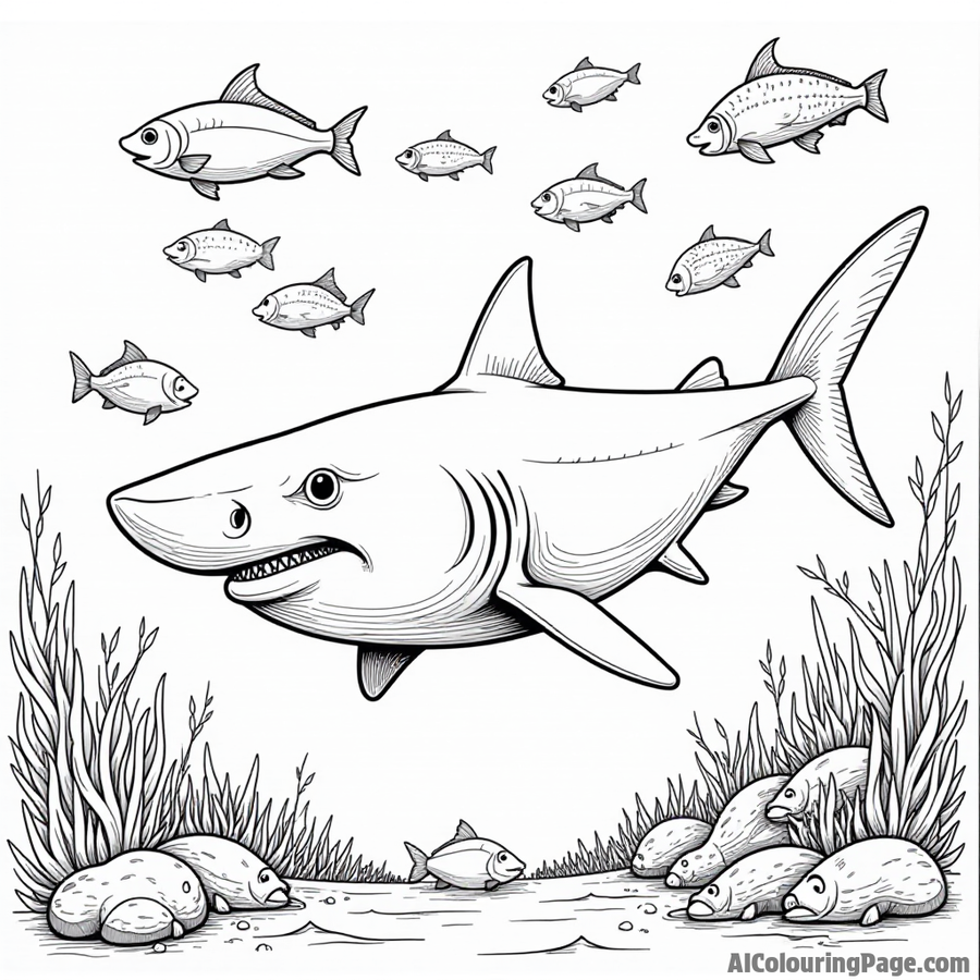 Shark and a school of fish