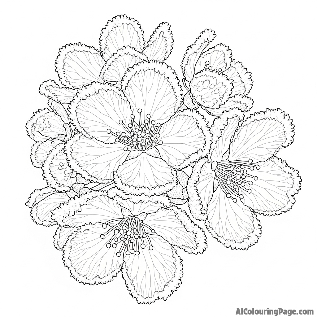 Photorealistic image of frost-covered blossoms.