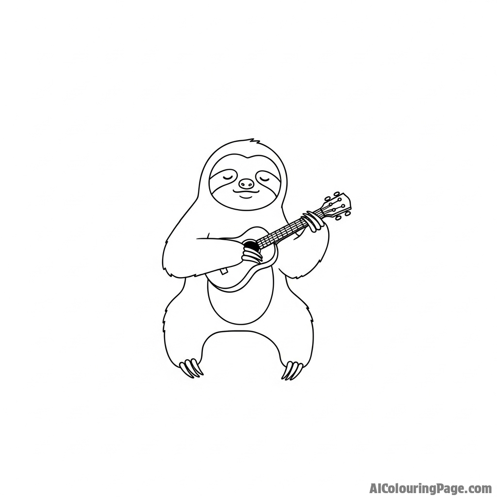 A sloth attempting to play a very small musical instrument.