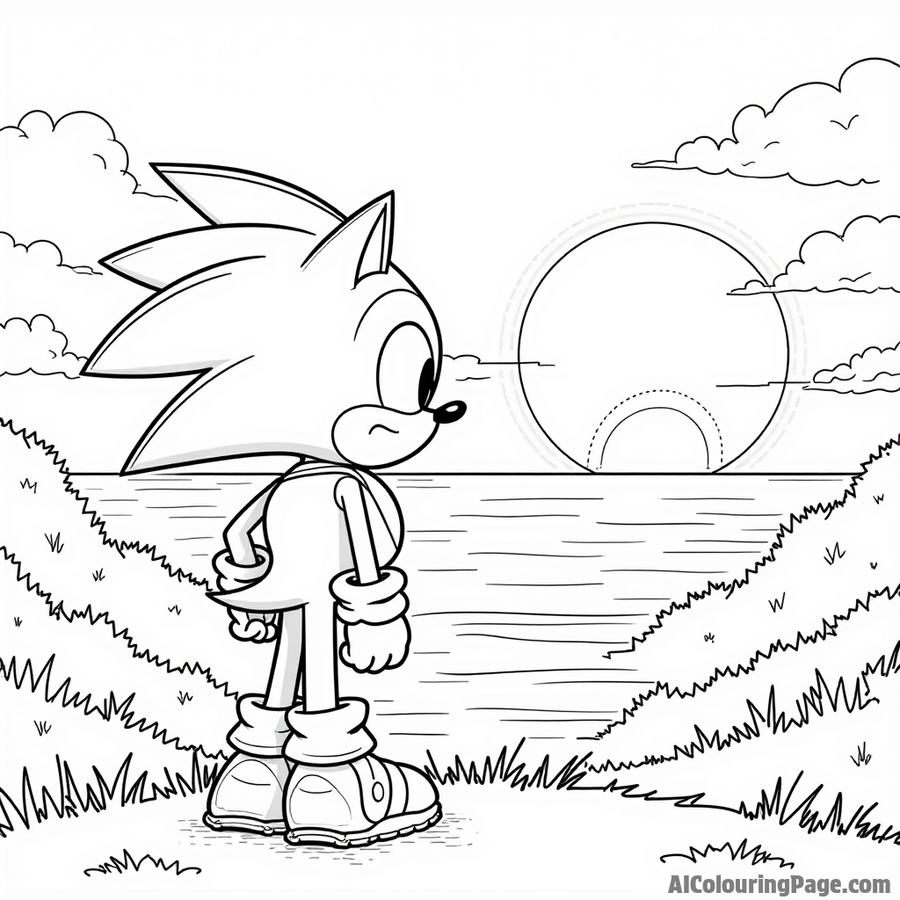 Sonic staring at a sunset