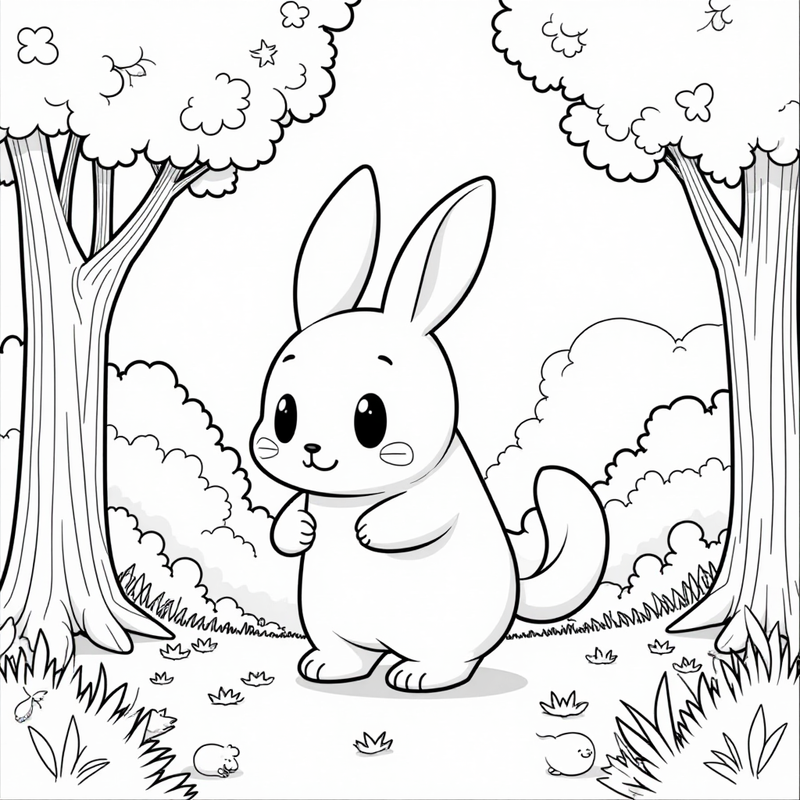 Cinnamoroll playing hide-and-seek in a park