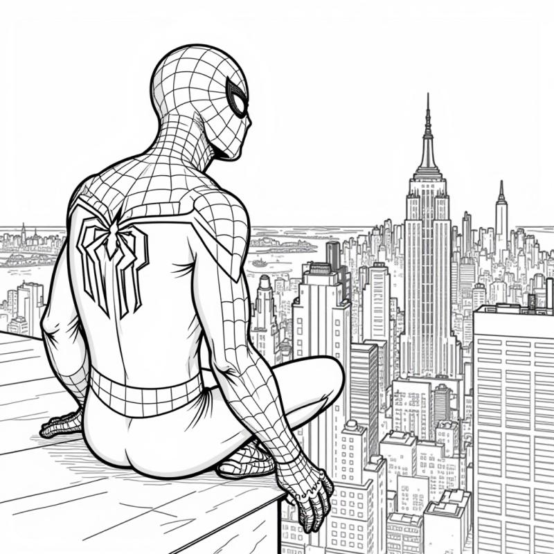 Spiderman on top of the world coloring page