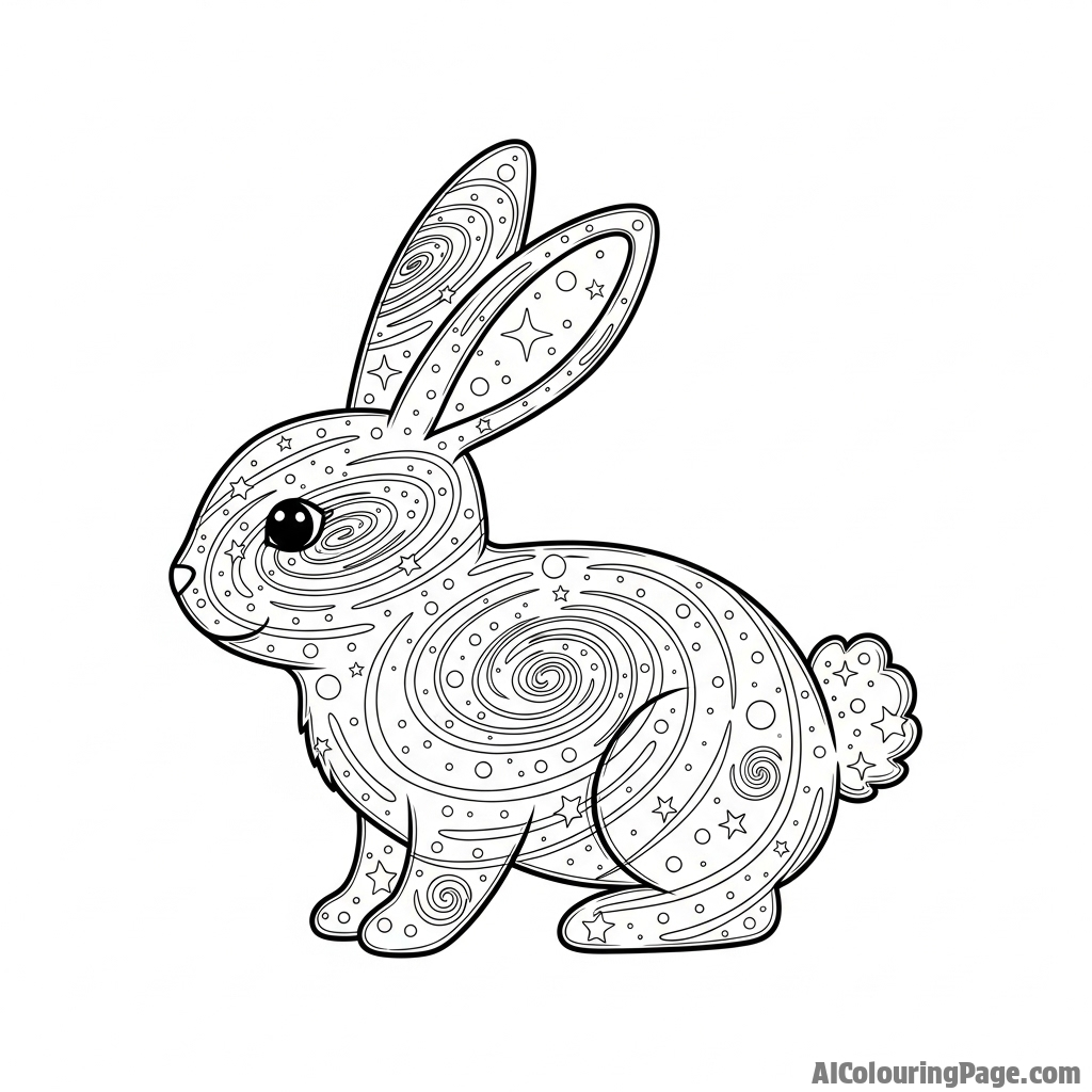 A celestial bunny formed from swirling stardust and distant galaxies.