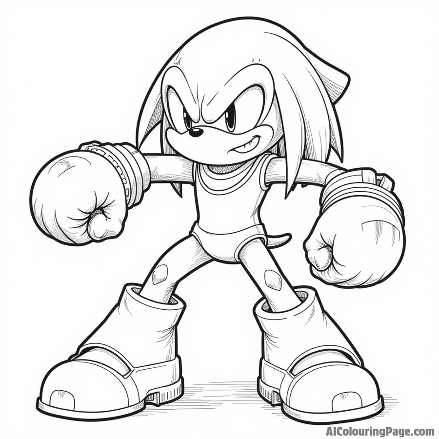 Knuckles punching a robot