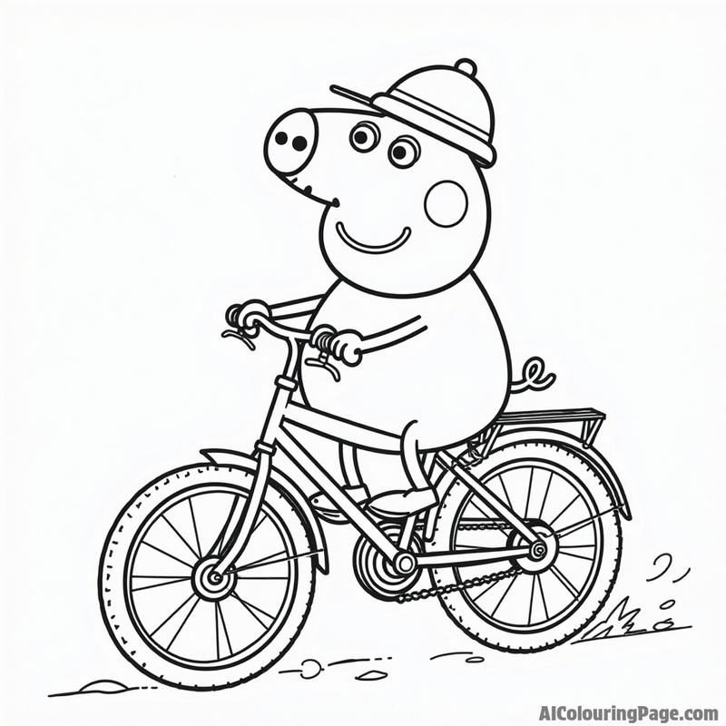 Peppa Pig riding a bike with George