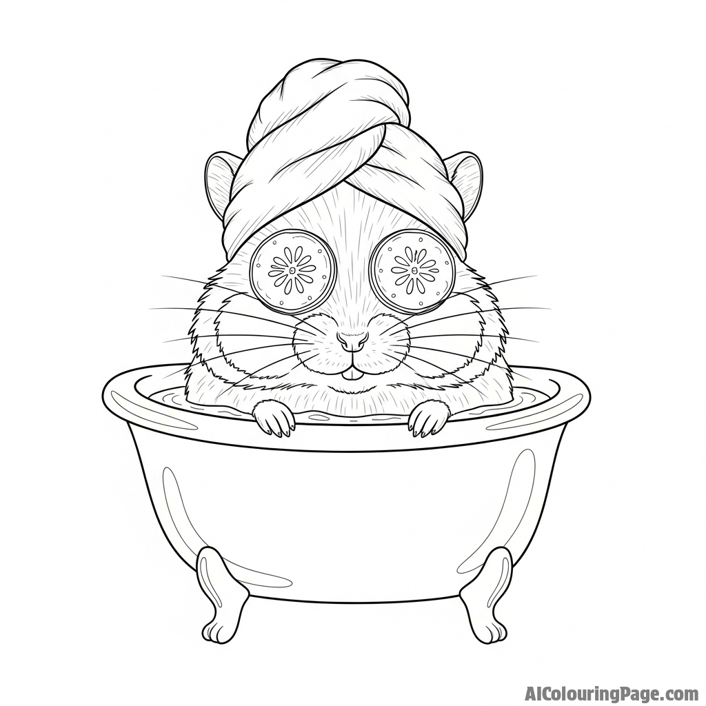 A hamster enjoying a tiny spa day with cucumber slices over its eyes