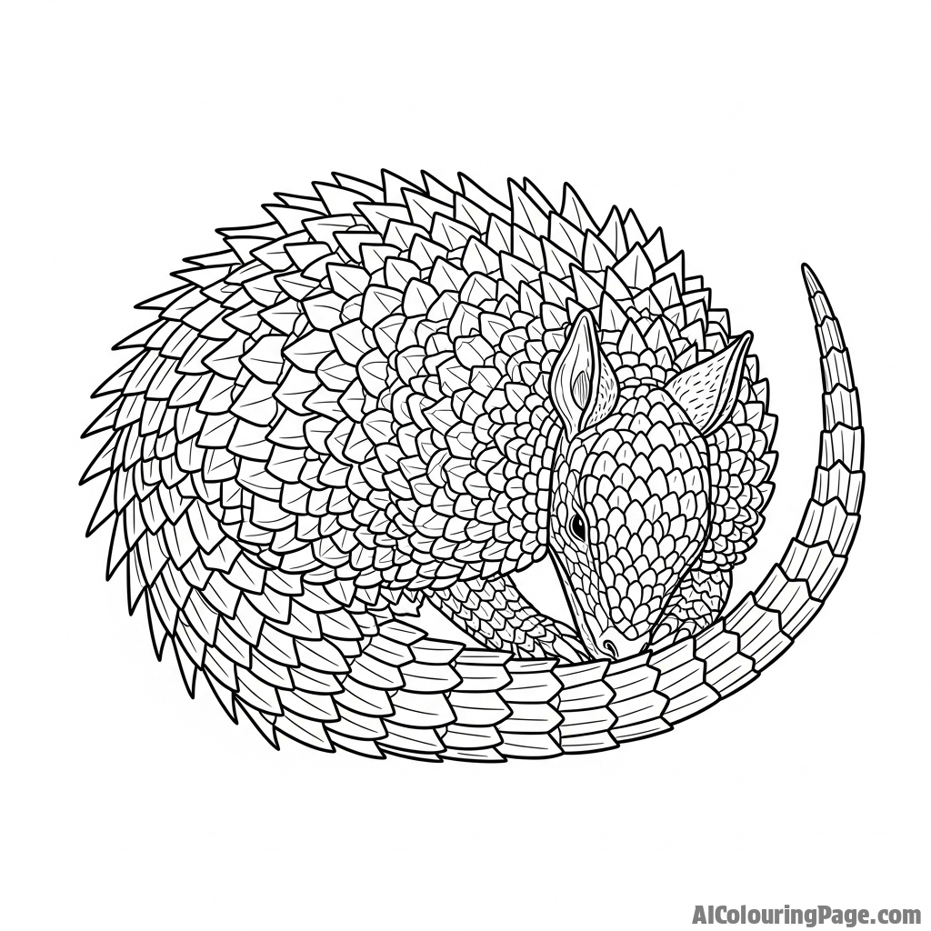 An armadillo lizard curled into a protective, spiky ball.