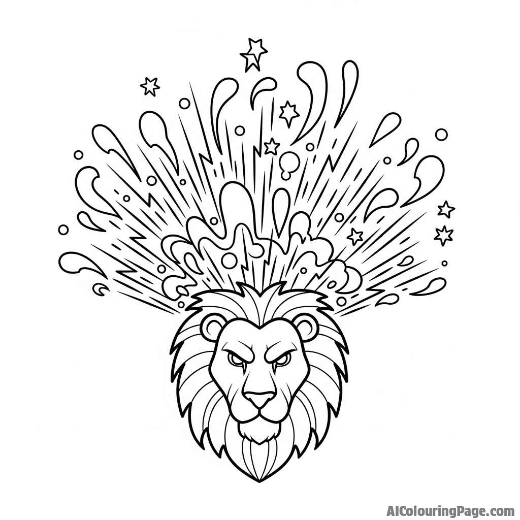 An abstract depiction of a lion's courage, represented as an explosion of light.