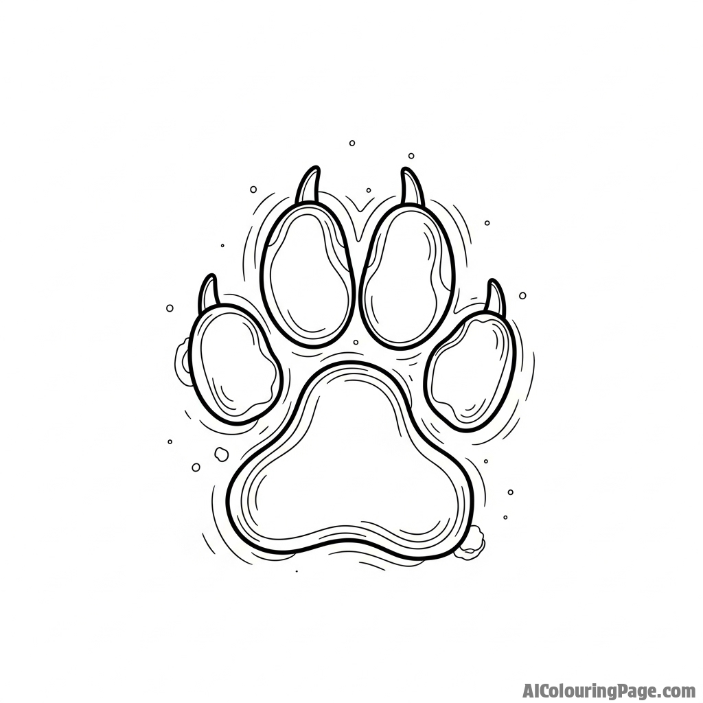A dog's paw print left in setting concrete.
