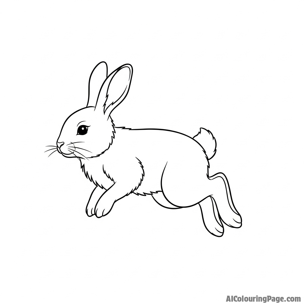 A high-speed photograph of a bunny in mid-air, legs tucked in for a powerful jump.