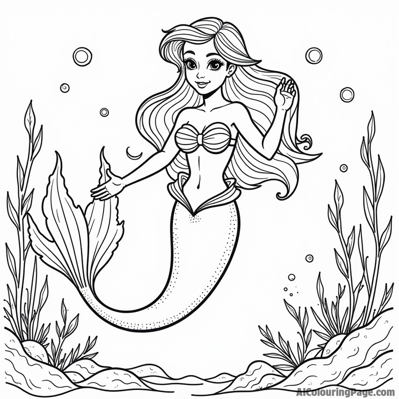 Ariel swimming in the ocean