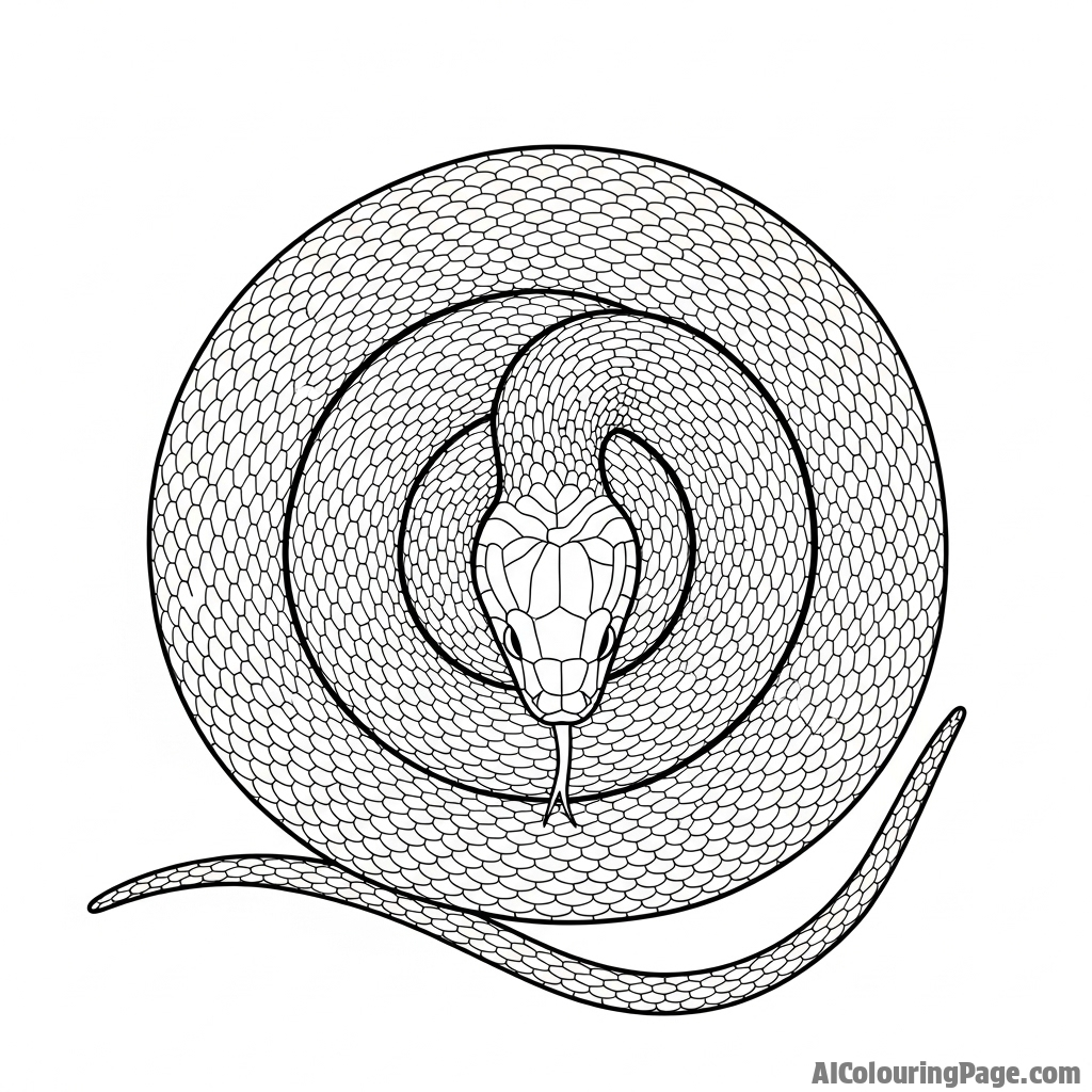 A top-down view of a snake tightly coiled into a perfect, mesmerizing spiral.