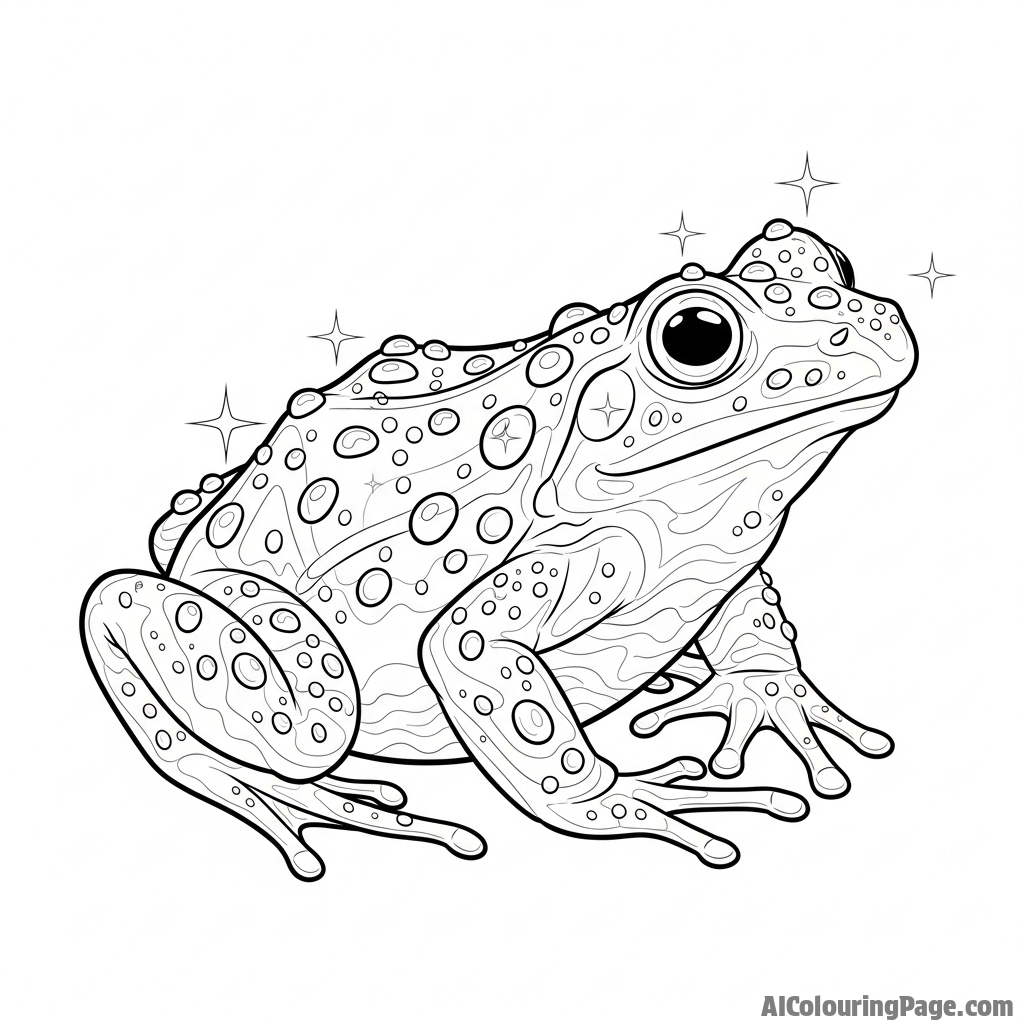 A frog covered in morning dew, sparkling in the early light.