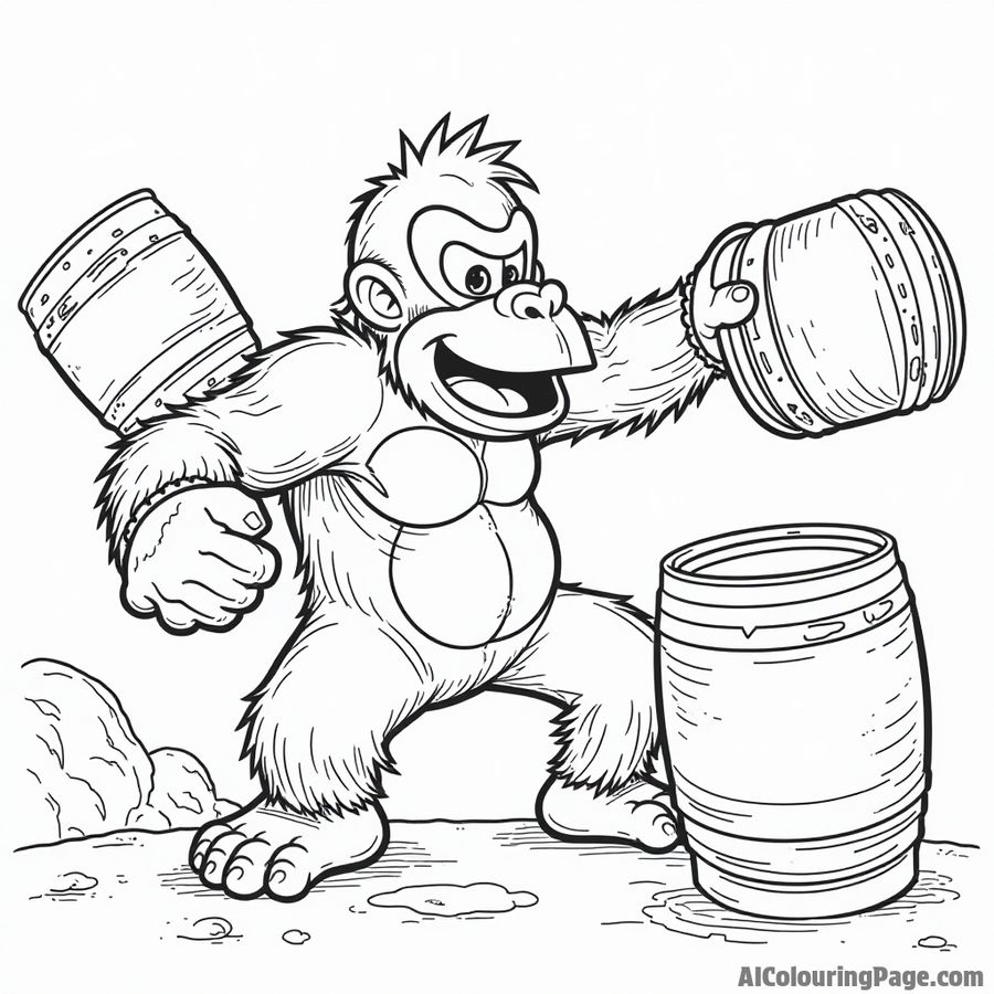 Donkey Kong throwing barrels