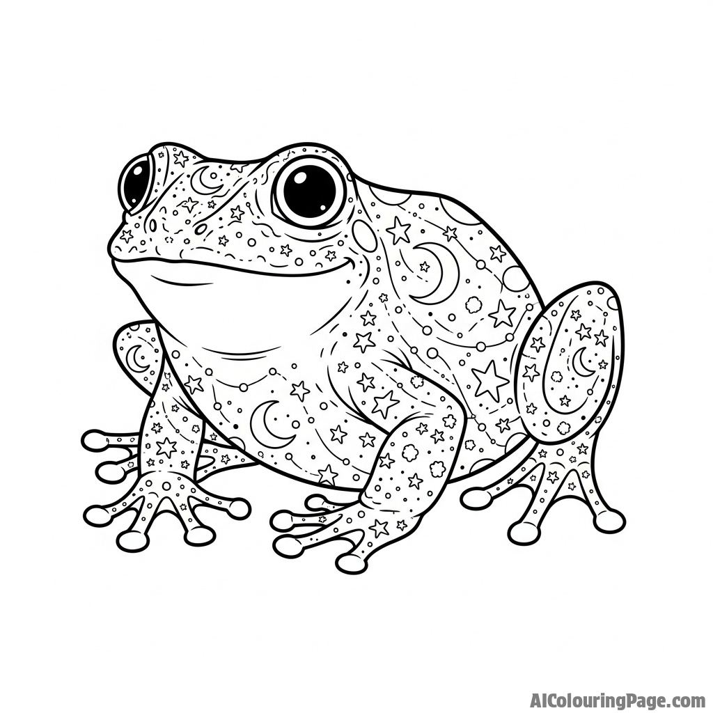 A celestial frog with a star-filled pattern on its back.