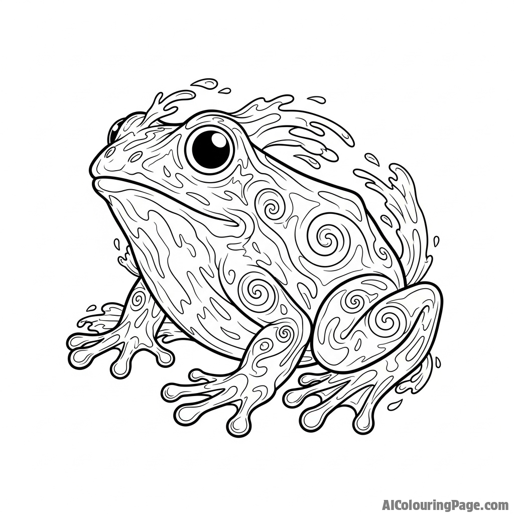 A frog made entirely of swirling water, a water elemental.