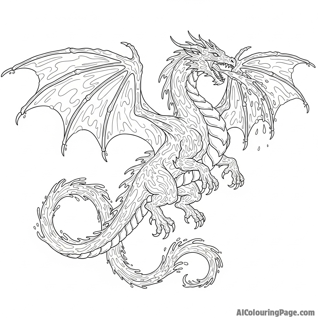 A dragon composed entirely of flowing water, a liquid leviathan.