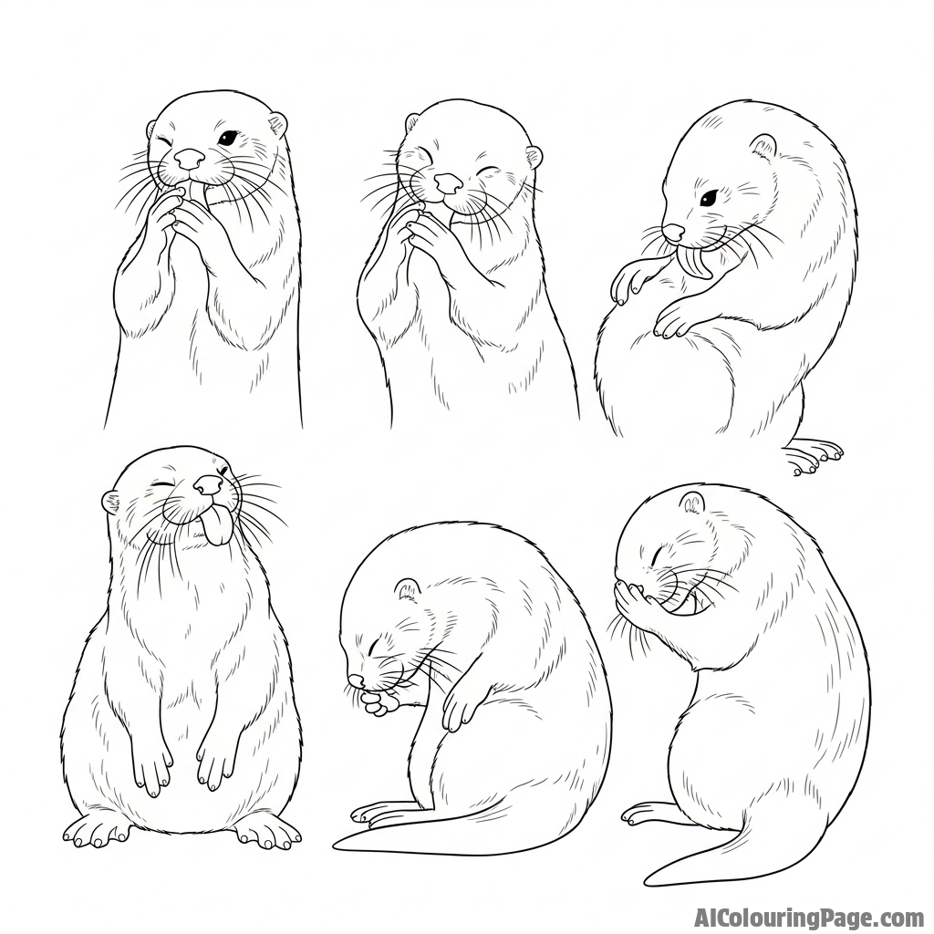 A time-lapse inspired image showing the motion of an otter grooming itself.