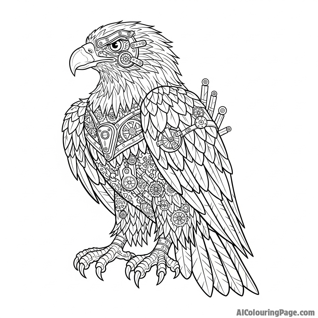 An eagle in steampunk style.