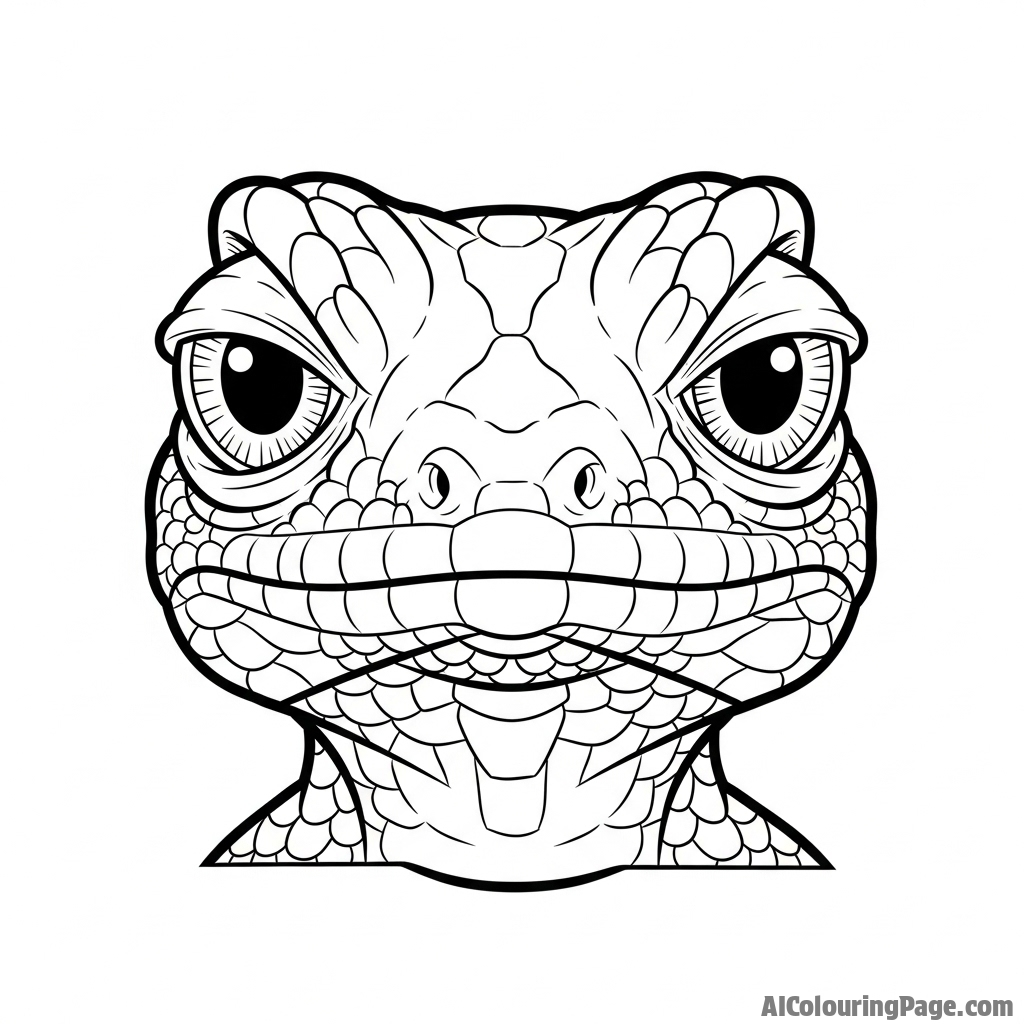 A lizard looking directly at the camera with an intelligent, ancient gaze.