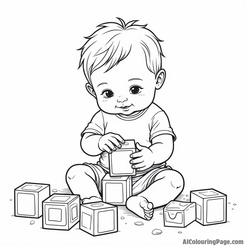 Baby playing with blocks