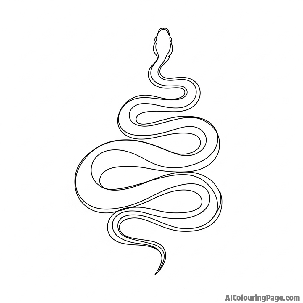 A minimalist line drawing of a snake, created with a single, unbroken, flowing stroke.