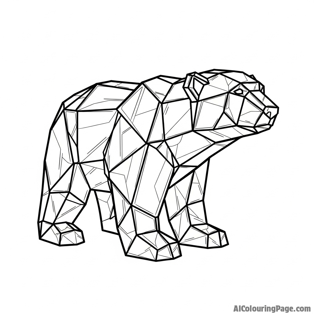 An abstract sculpture of a polar bear made from jagged, crystalline shards.