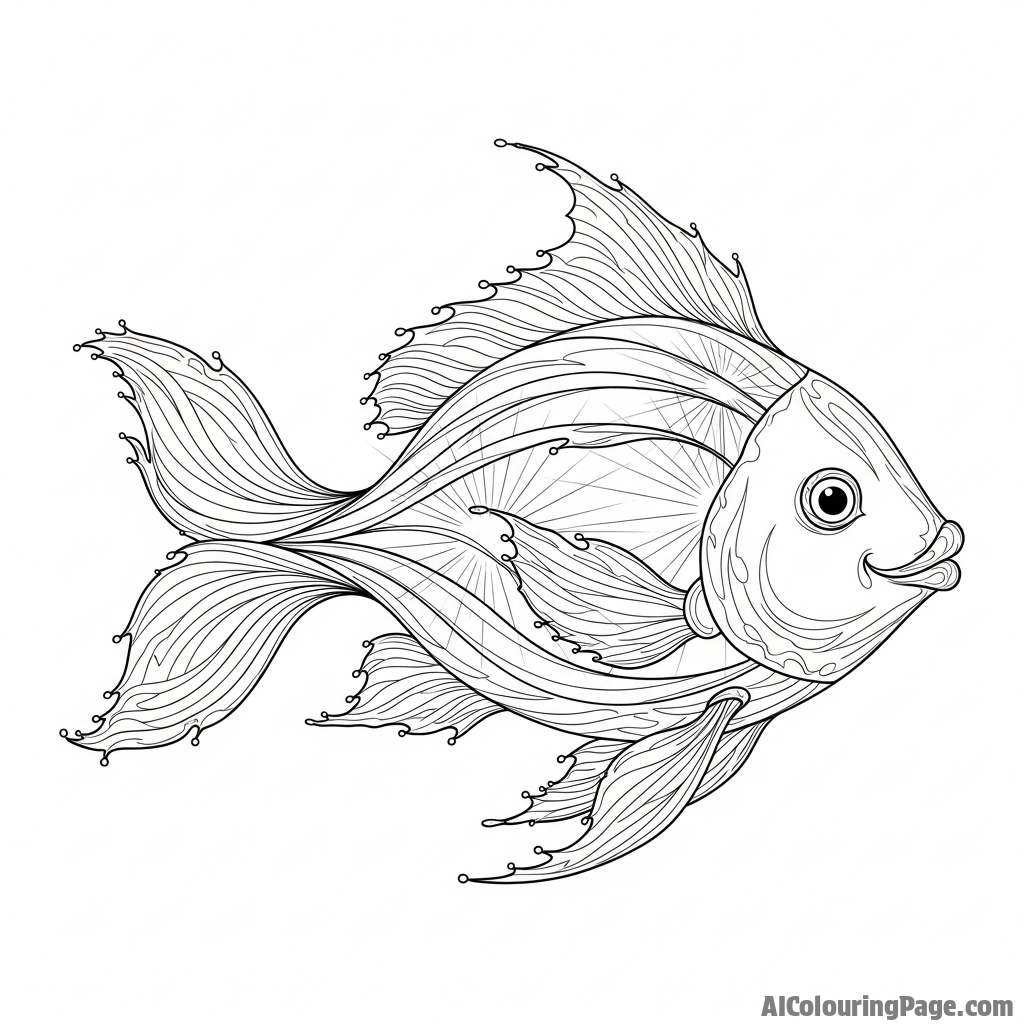 A fish constructed entirely of flowing water and light.