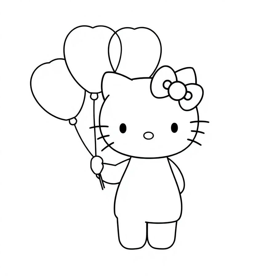 Hello Kitty holding balloons