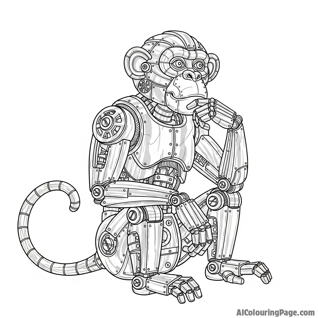 An intricate mechanical monkey made of gears and polished metal.
