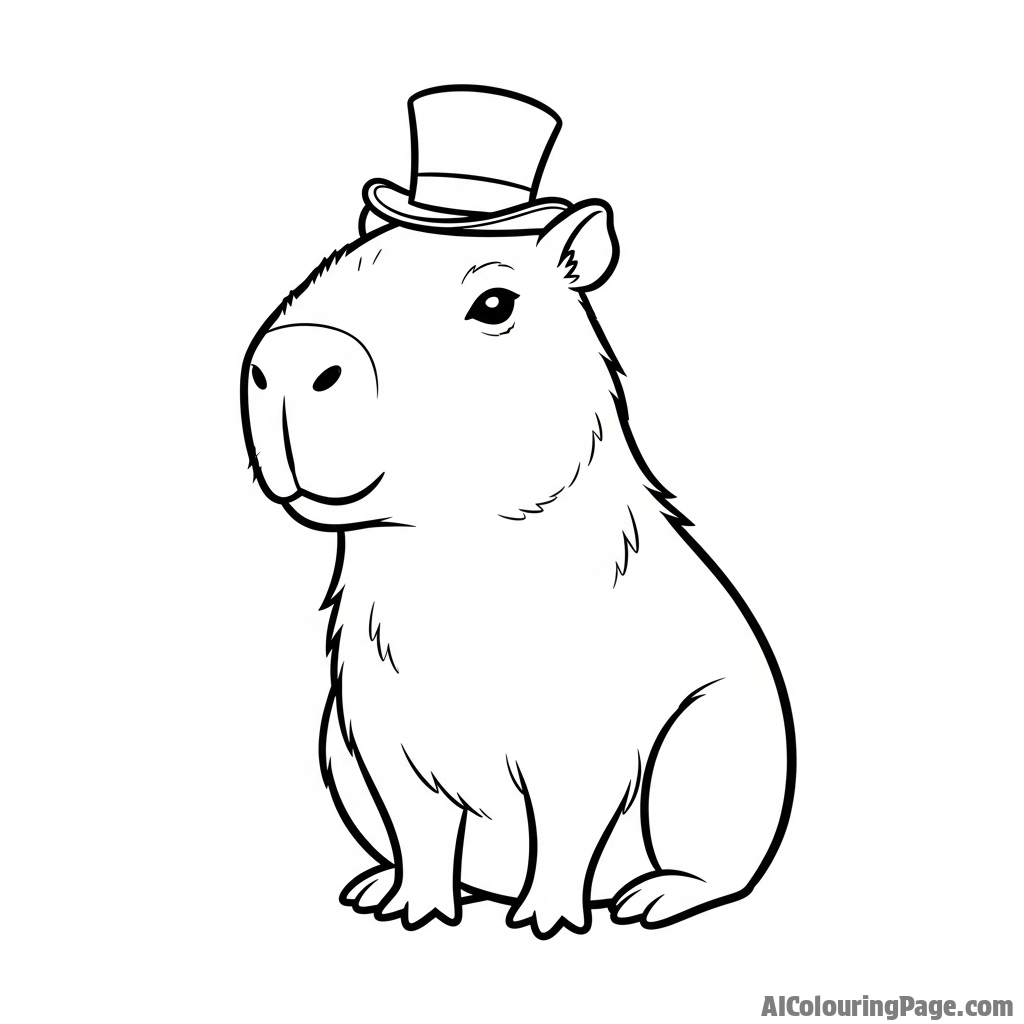 A capybara wearing a tiny, dapper top hat.