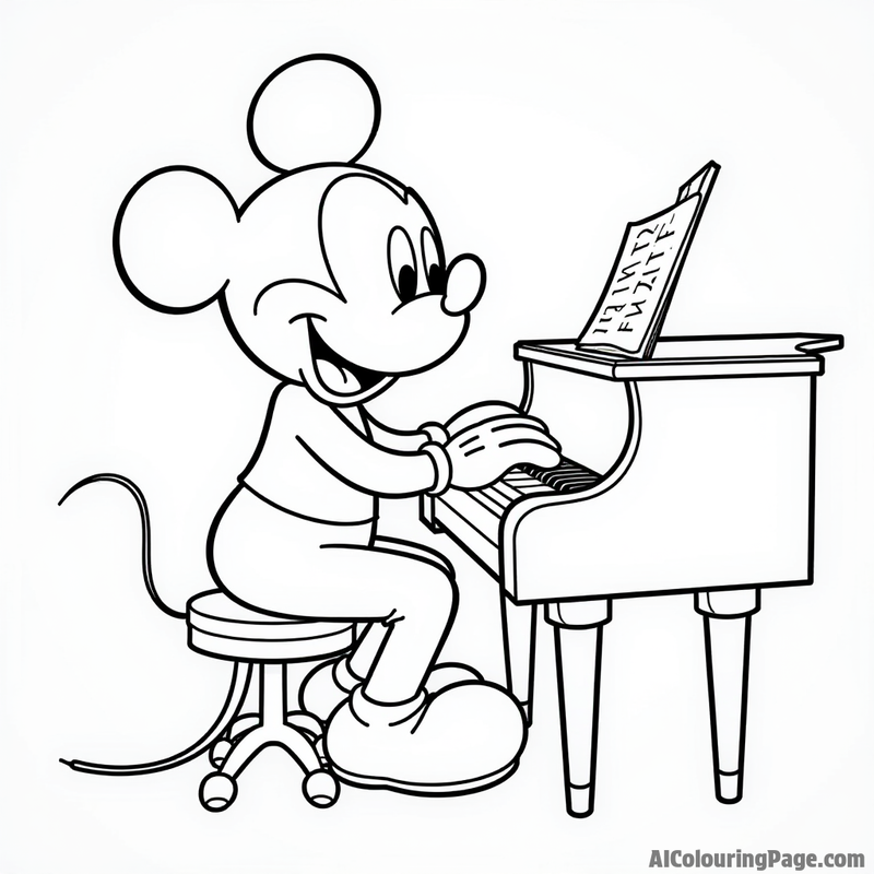 Mickey Mouse playing the piano