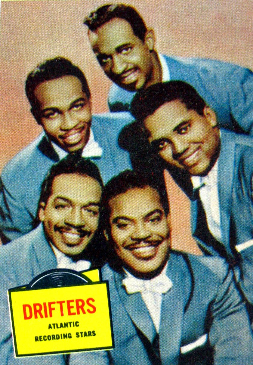 Vintage 1957 trading card photo of the vocal group The Drifters