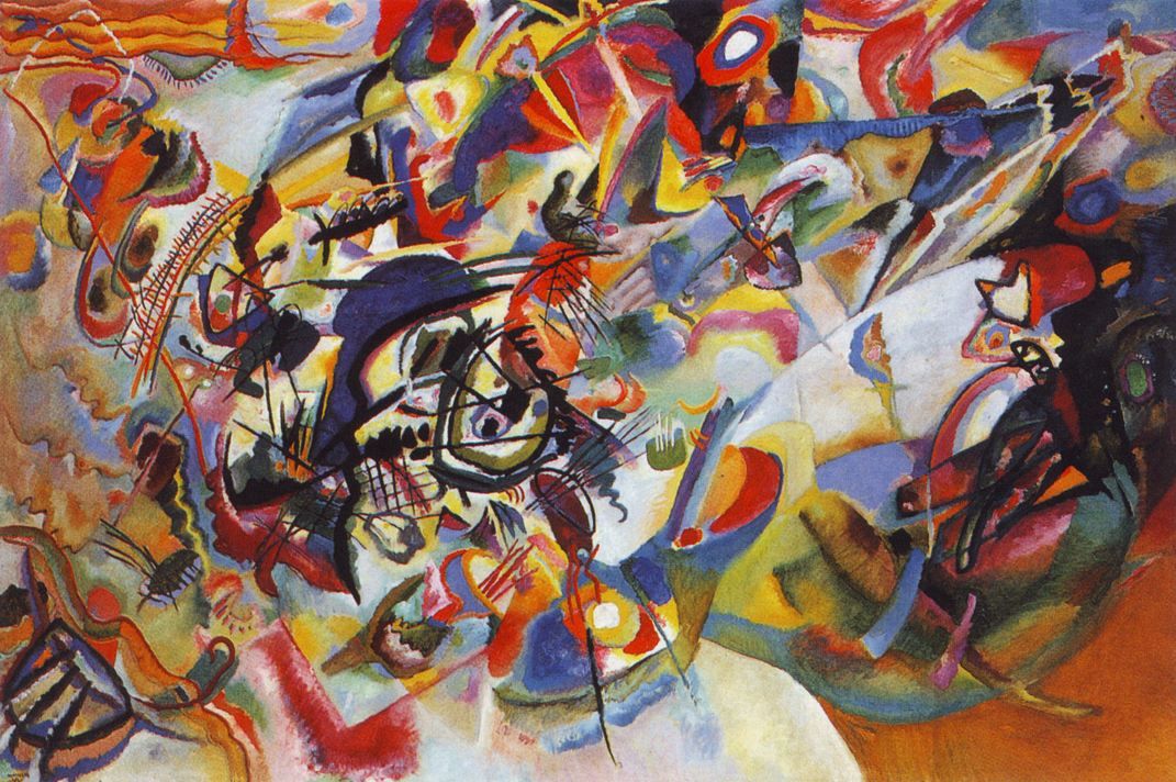 Brightly colored abstract painting by Kadinsky