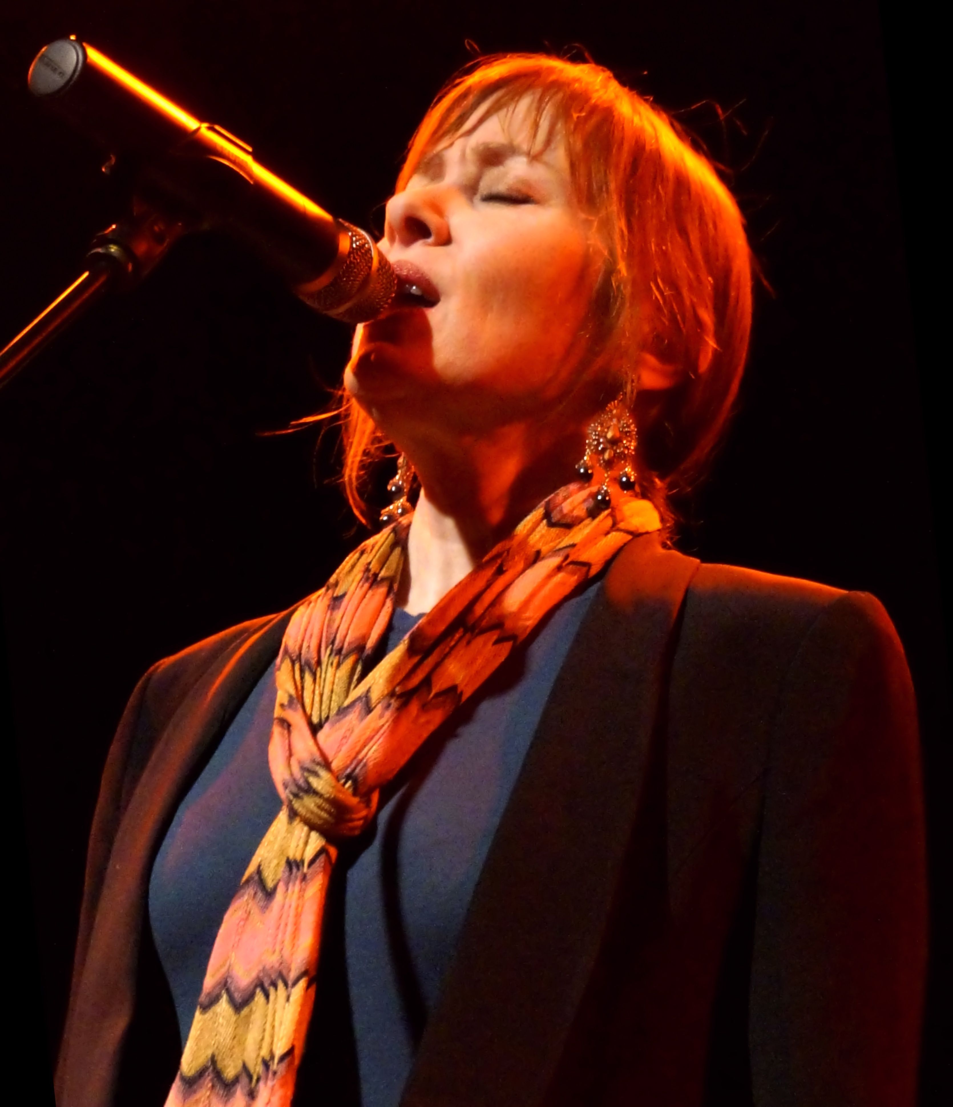 Suzanne Vega singing on stage in 2014.