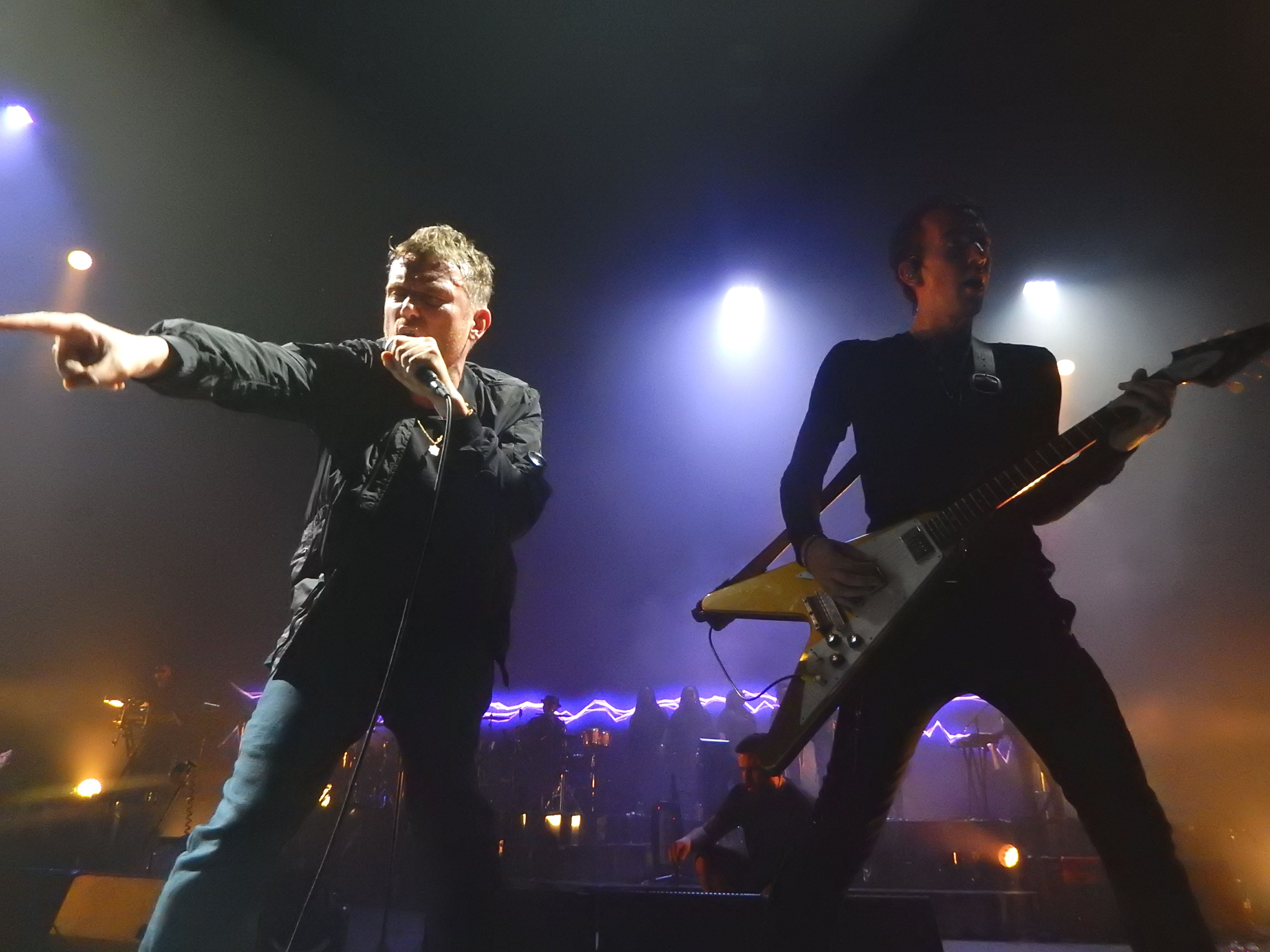 Gorillaz performing on stage at Brixton Academy in London