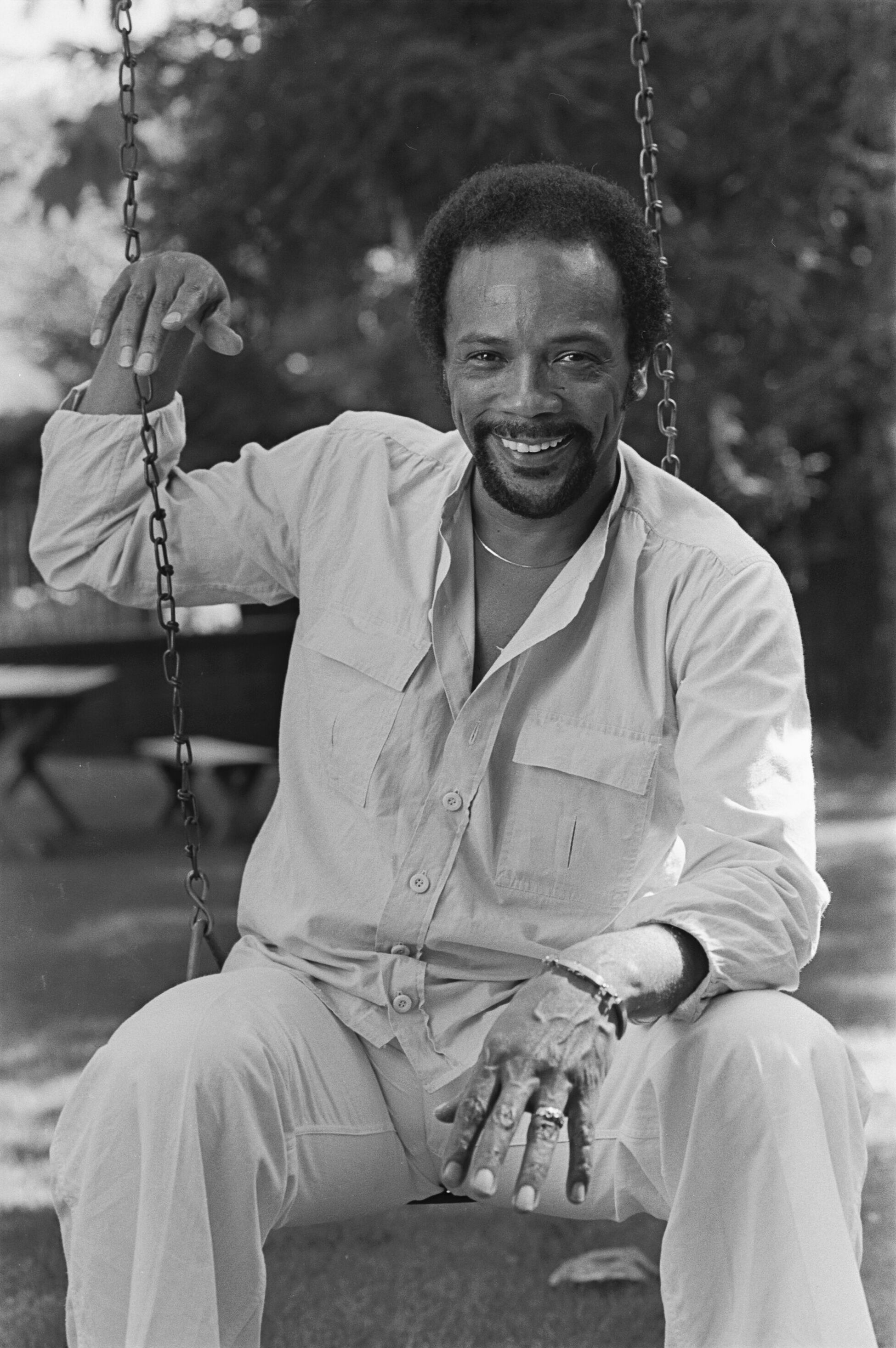 Portrait photo of music producer Quincy Jones from 1980.