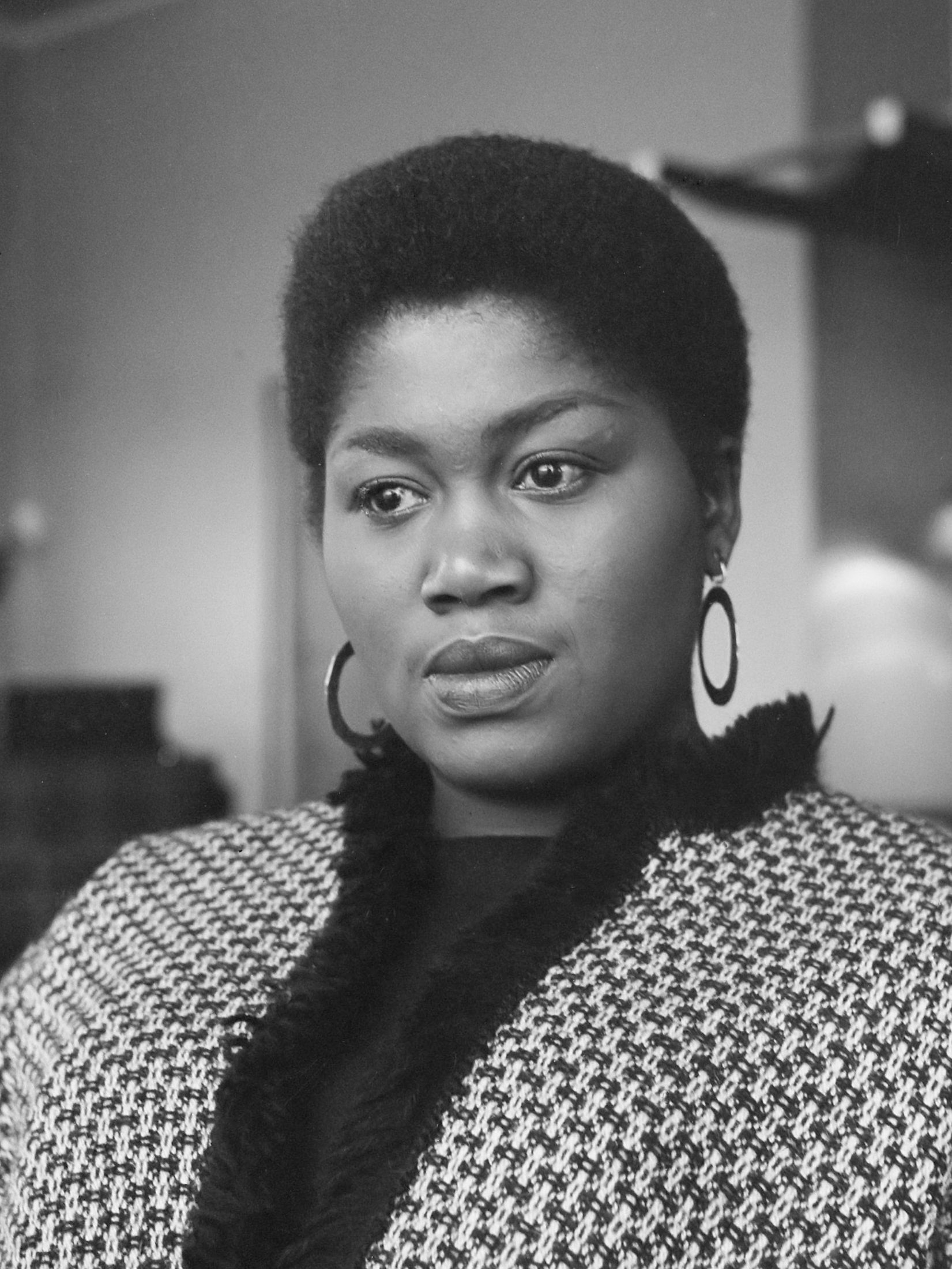 Portrait photo of singer Odetta from 1961.
