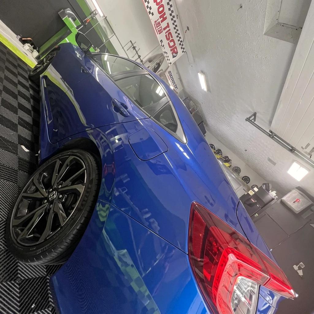 Sedan Detailing Blue Rear Quarter — professional auto detailing work completed at Fresh Auto Spa in Port Chester, NY