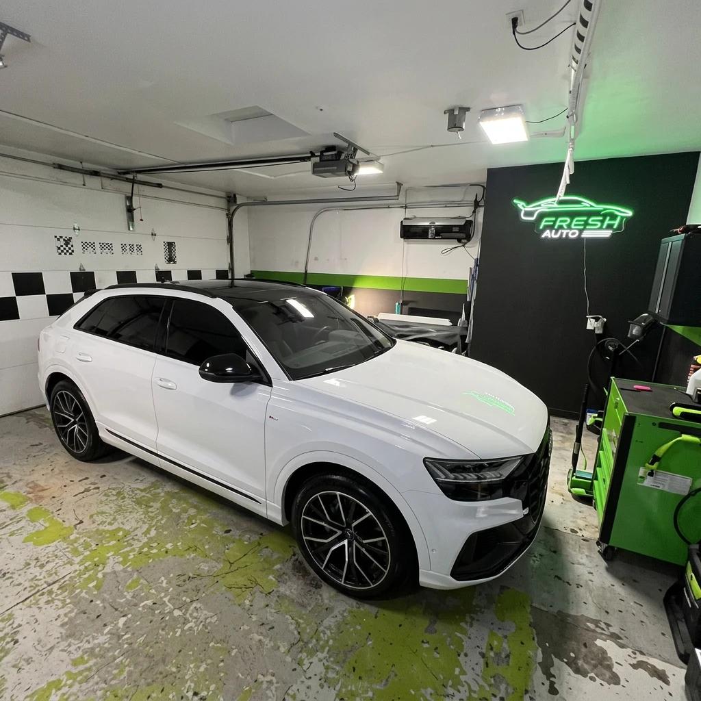 Sedan Detailing White Front — professional auto detailing work completed at Fresh Auto Spa in Port Chester, NY