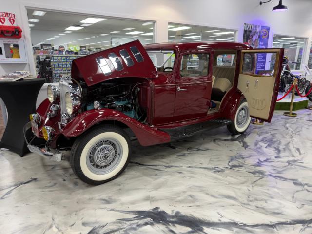 1933 Red Essex Terraplane sitting in Martin Auto showroom
