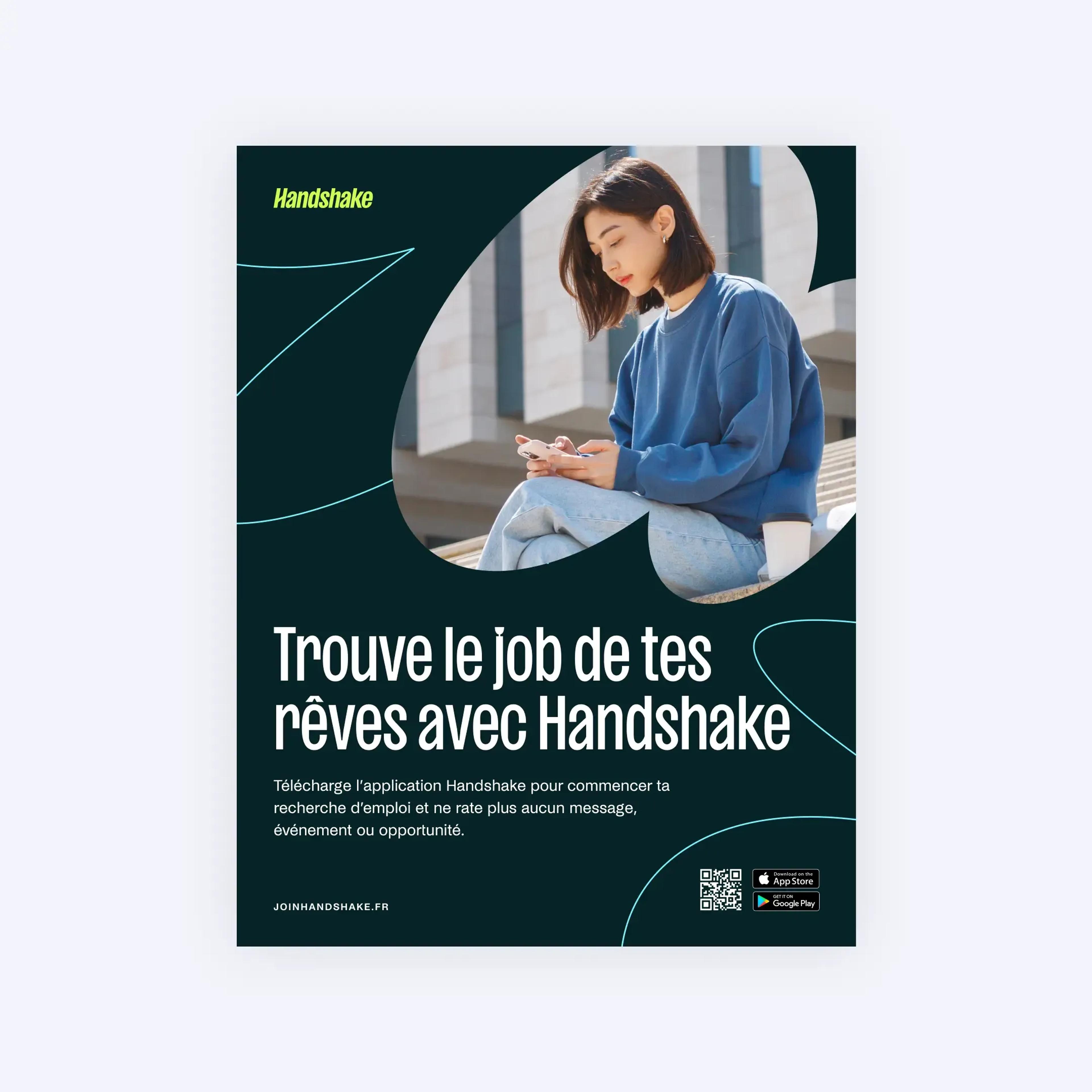 Trouve le job de tes rêves avec Handshake, fond vert