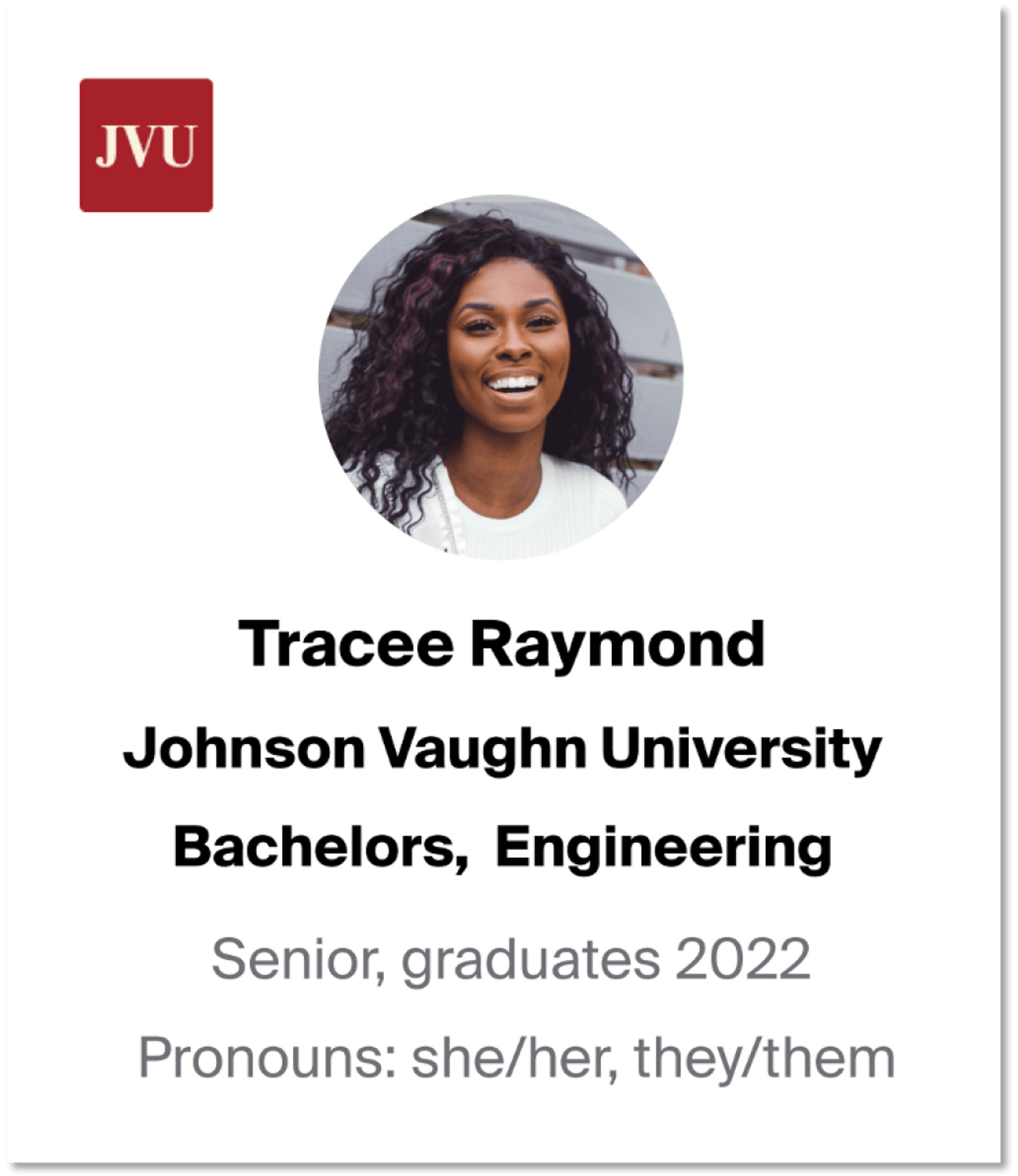 Pronouns on a student profile