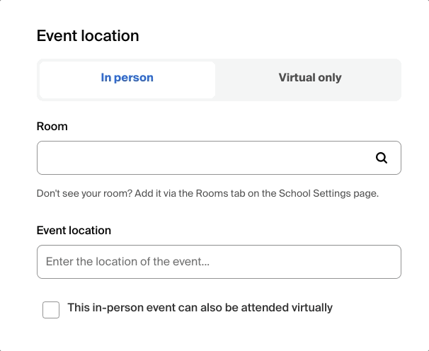 In-person and virtual event locations