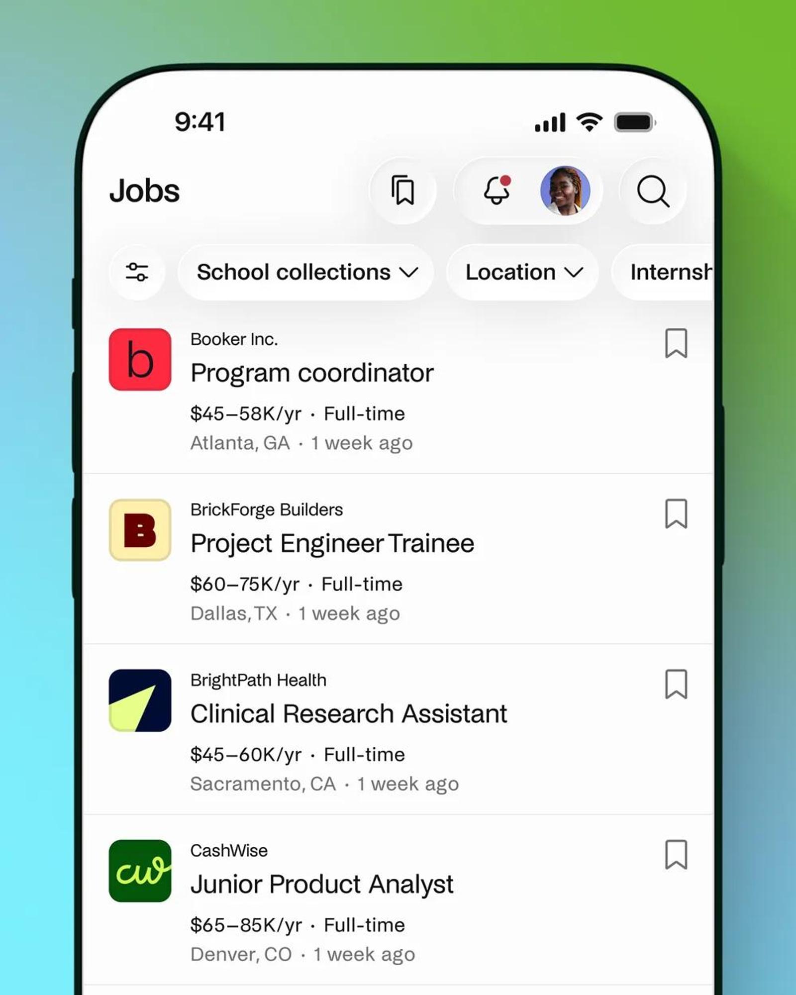 Job recommendations in the Handshake app