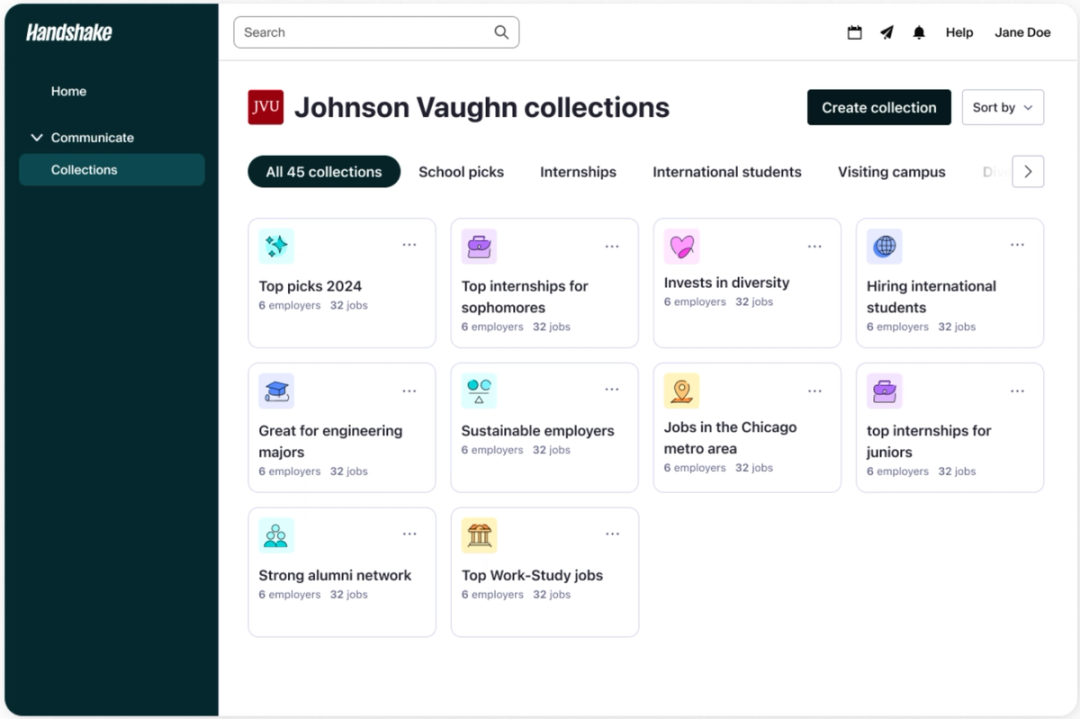 Highlight jobs and employers with custom, curated collections | Handshake