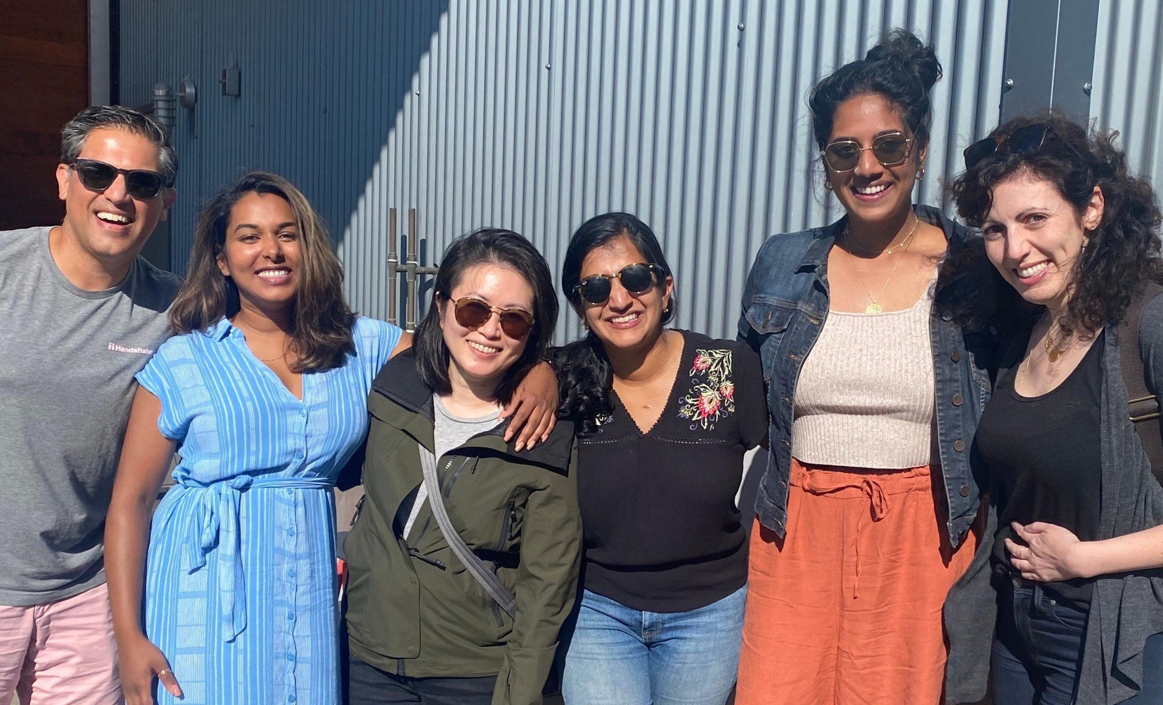 Sharda (second from the left) enjoying the outdoors and sunshine with her fellow Handshake colleagues. 