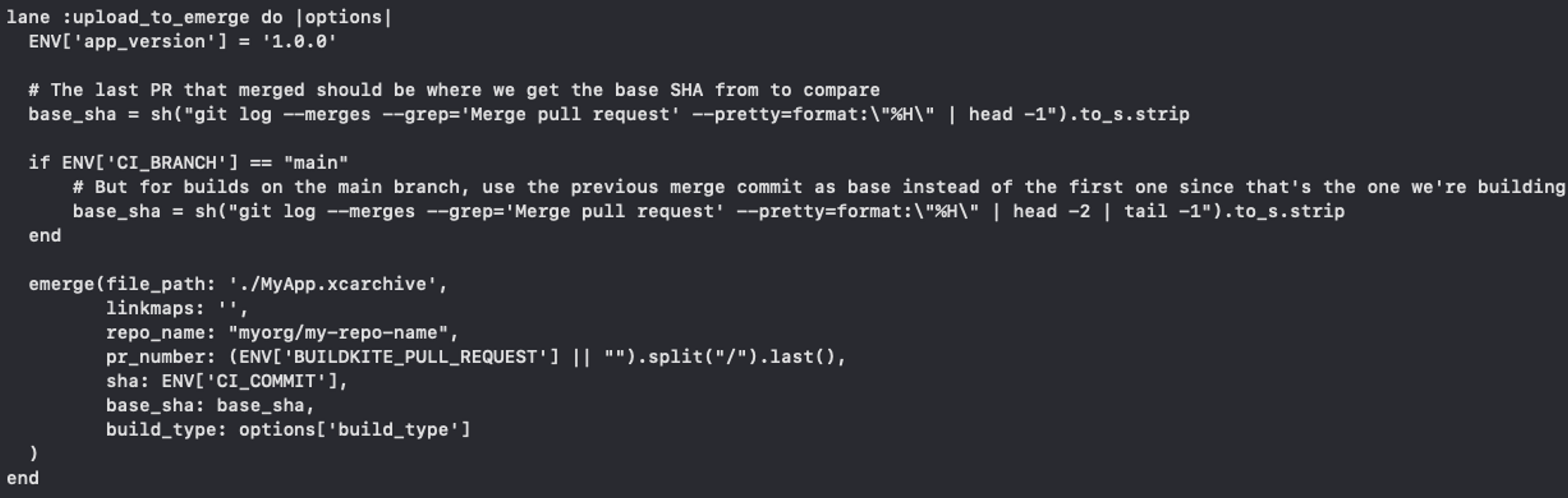 A Fastlane configuration that uploads the design system test harness app to Emerge for screenshot testing.
